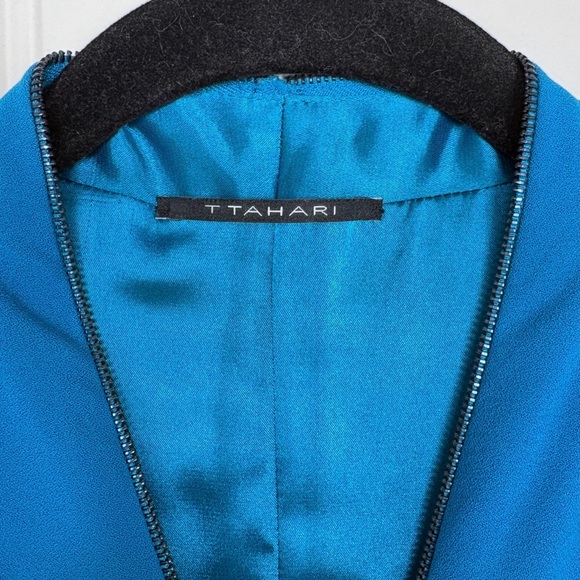 Tahari Tailored Zip-Front Blue Dress | Size 4 | Work to Cocktail - Picture 4 of 6